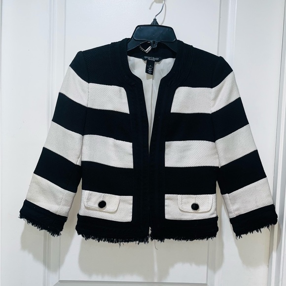 White House/Black Market Jackets & Blazers - Stylish Black and White Striped Blazer